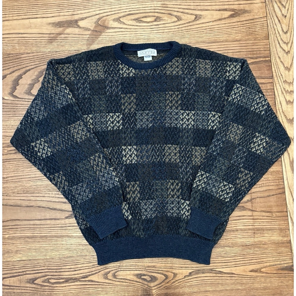 Vintage 90s Gianfranco Ruffini Men's Medium 100% Acrylic Geometric Knit Sweater